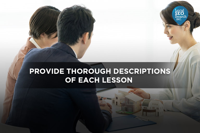 Provide Thorough Descriptions Of Each Lesson 